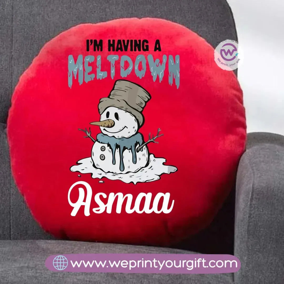 Round Cushion- Snow man - WE PRINT