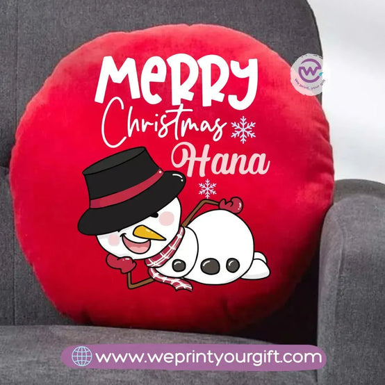 Round Cushion- Snow man - WE PRINT