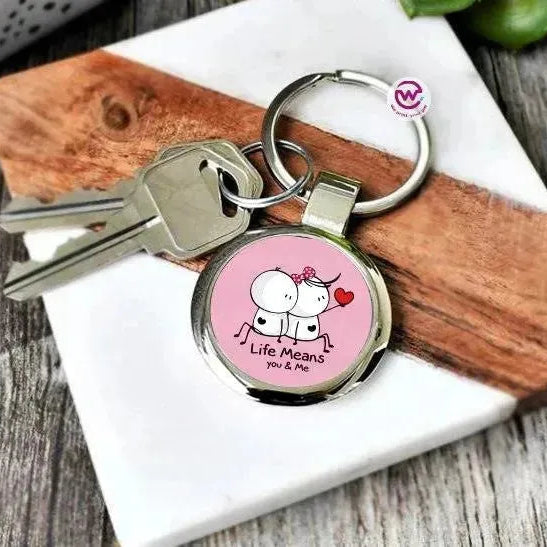 Round Metal Keychain - Lovers - WE PRINT