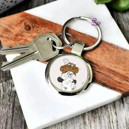 Round Metal Keychain - Three Bears - WE PRINT