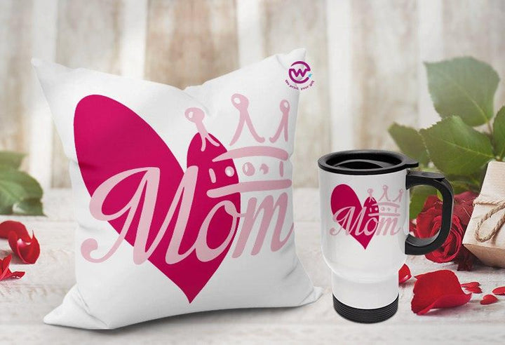 Set- ( Canvas Cushion Square Shape +Travel Mug ) -Mother's Day 1 - weprint.yourgift