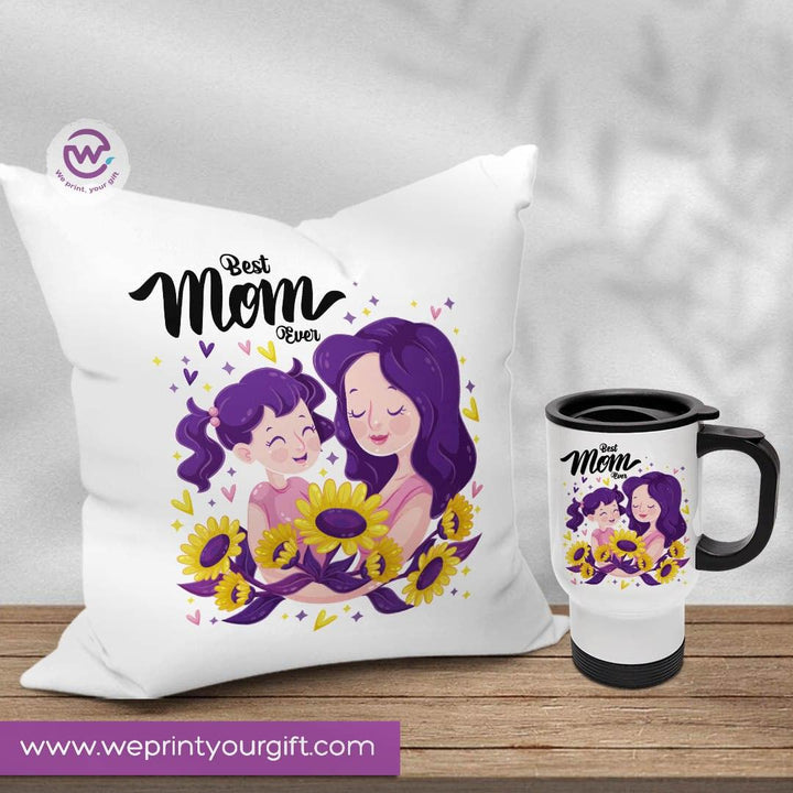 Set- ( Canvas Cushion Square Shape +Travel Mug ) -Mother's Day - weprint.yourgift