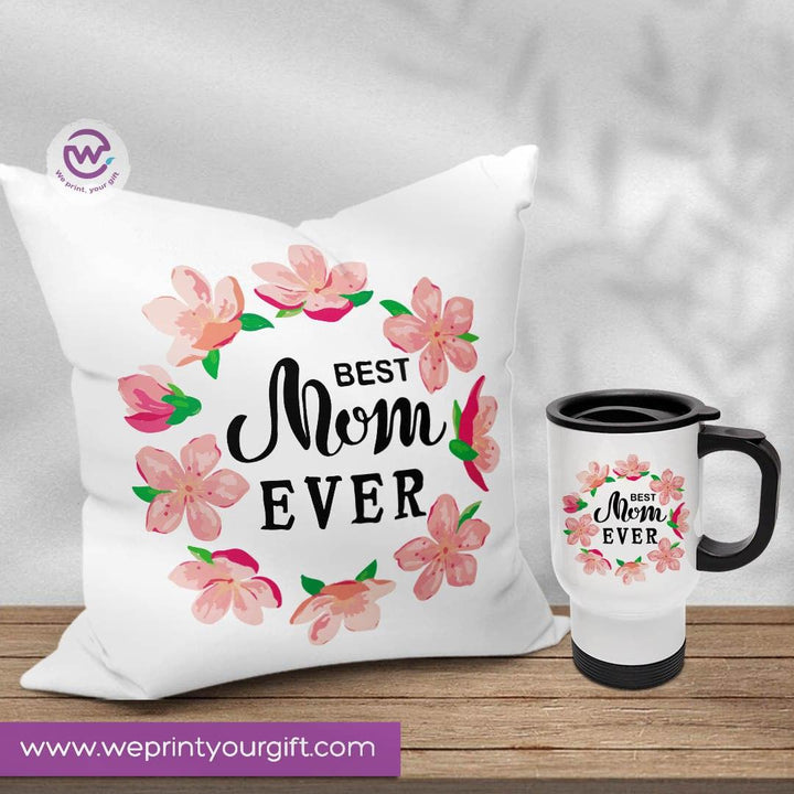 Set- ( Canvas Cushion Square Shape +Travel Mug ) -Mother's Day - weprint.yourgift