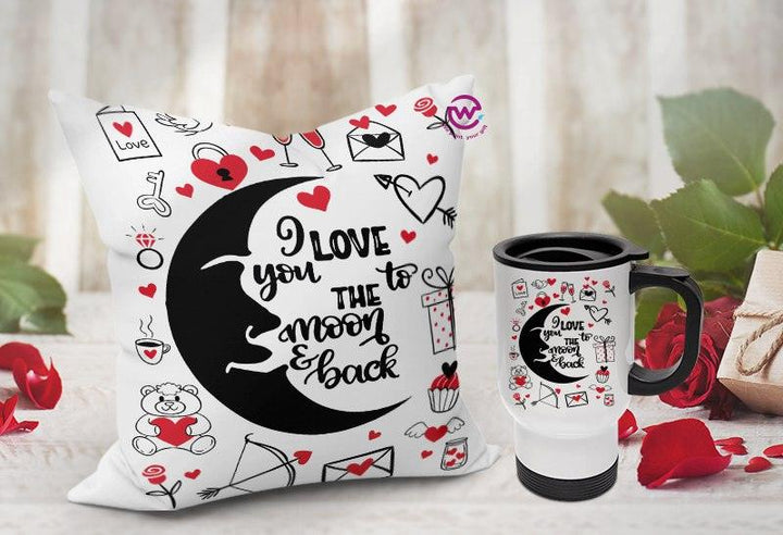 Set- ( Canvas Cushion Square Shape +Travel Mug ) -Valentine's Day - weprint.yourgift