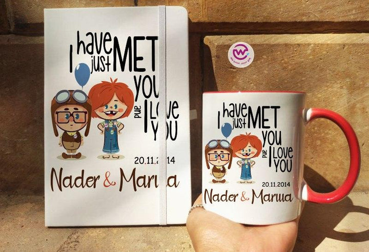Set - ( Rubber Covers Notebook+ Colored Inside-Handle Mug )-Valentine's Day - weprint.yourgift