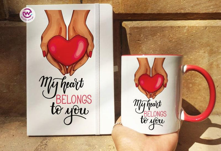 Set - ( Rubber Covers Notebook+ Colored Inside-Handle Mug )-Valentine's Day1 - weprint.yourgift