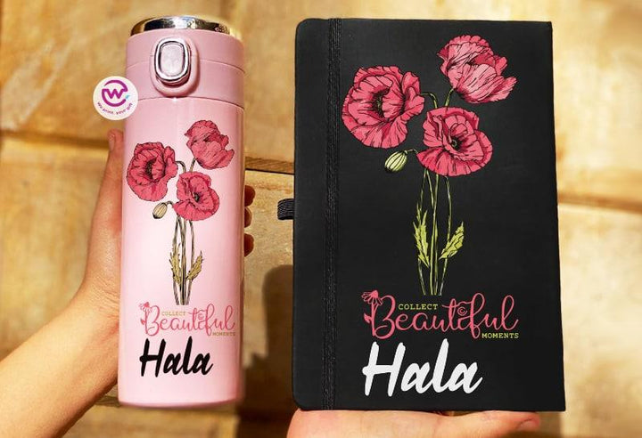 Set ( Thermal Mug with Lock & Digital Screen + Rubber Notebook ) - Mother's Day - weprint.yourgift