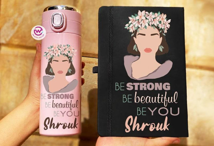 Set ( Thermal Mug with Lock & Digital Screen + Rubber Notebook ) - Mother's Day - weprint.yourgift