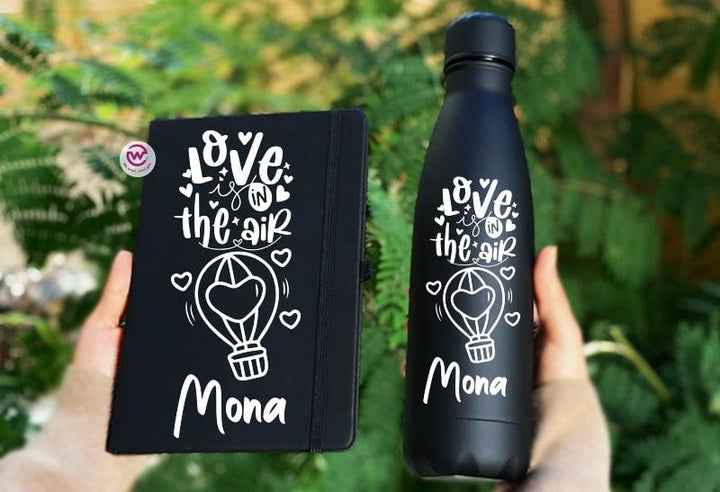 Set - ( Thermal Water bottle + Rubber Covers Notebook )-Valentine's Day - weprint.yourgift