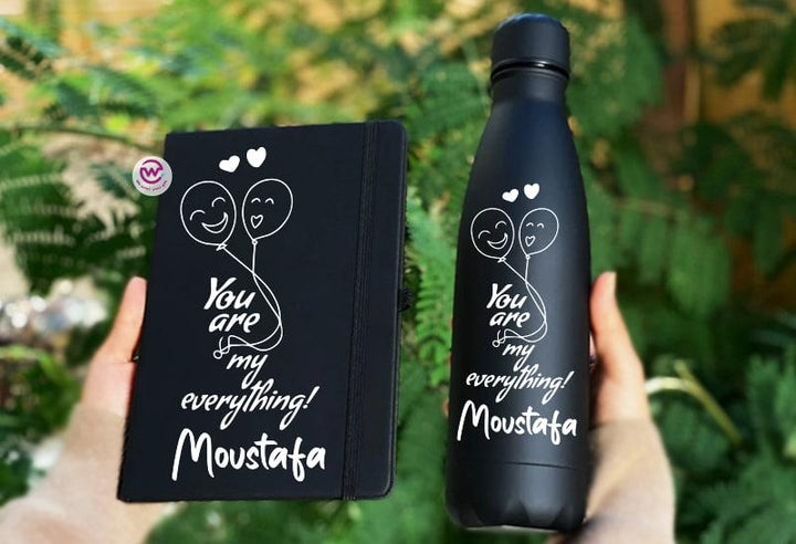 Set - ( Thermal Water bottle + Rubber Covers Notebook )-Valentine's Day - weprint.yourgift