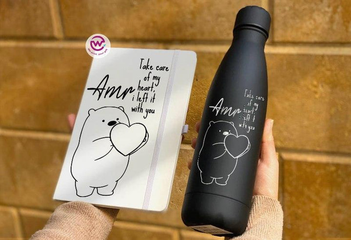 Set - ( Thermal Water bottle + Rubber Covers Notebook )-Valentine's Day1 - weprint.yourgift