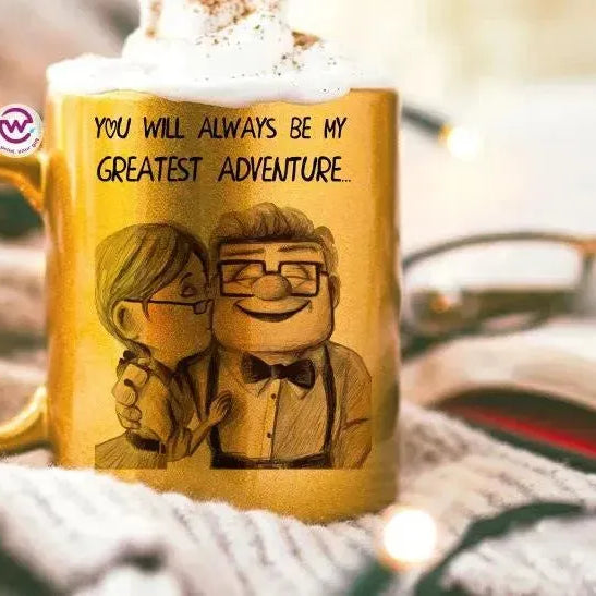Sparkling mug-Gold-Valentine's - UP cartoon - WE PRINT