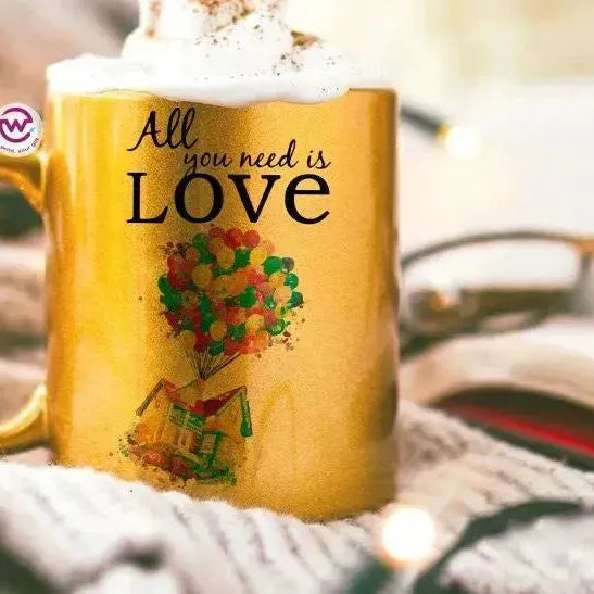 Sparkling mug-Gold-Valentine's - UP cartoon - WE PRINT