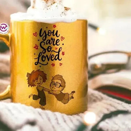 Sparkling mug-Gold-Valentine's - UP cartoon - WE PRINT