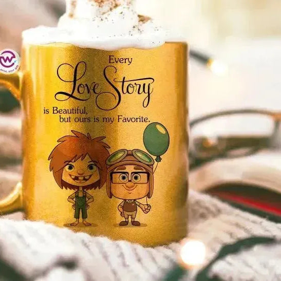 Sparkling mug-Gold-Valentine's - UP cartoon - WE PRINT