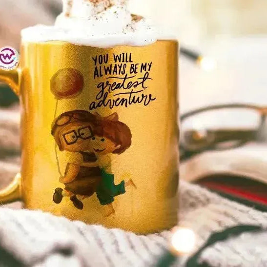 Sparkling mug-Gold-Valentine's - UP cartoon - WE PRINT