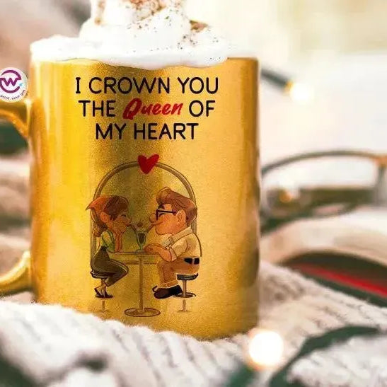Sparkling mug-Gold-Valentine's - UP cartoon - WE PRINT