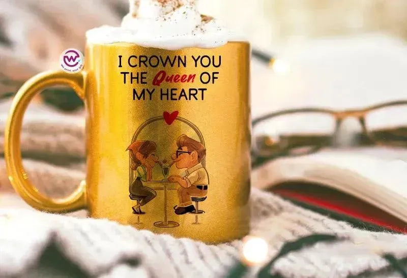 Sparkling mug-Gold-Valentine's - UP cartoon - WE PRINT