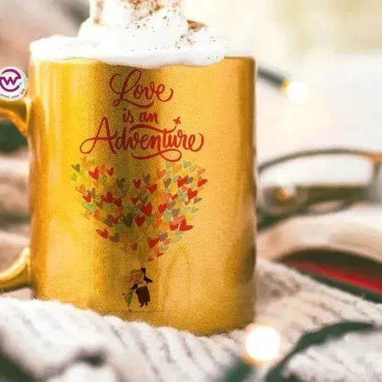 Sparkling mug-Gold-Valentine's - UP cartoon - WE PRINT