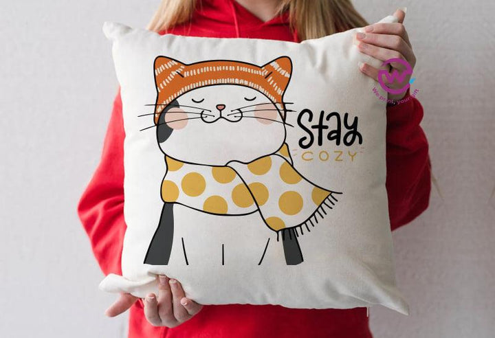 Square Cushion-Cottons Duck-Cat's - weprint.yourgift