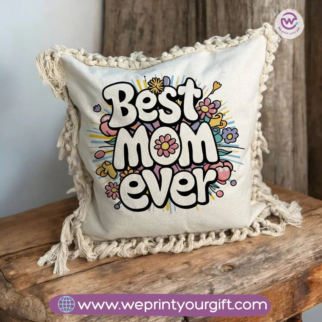 Square Cushion with Macrame Tassels- Mother's Day Designs - WE PRINT