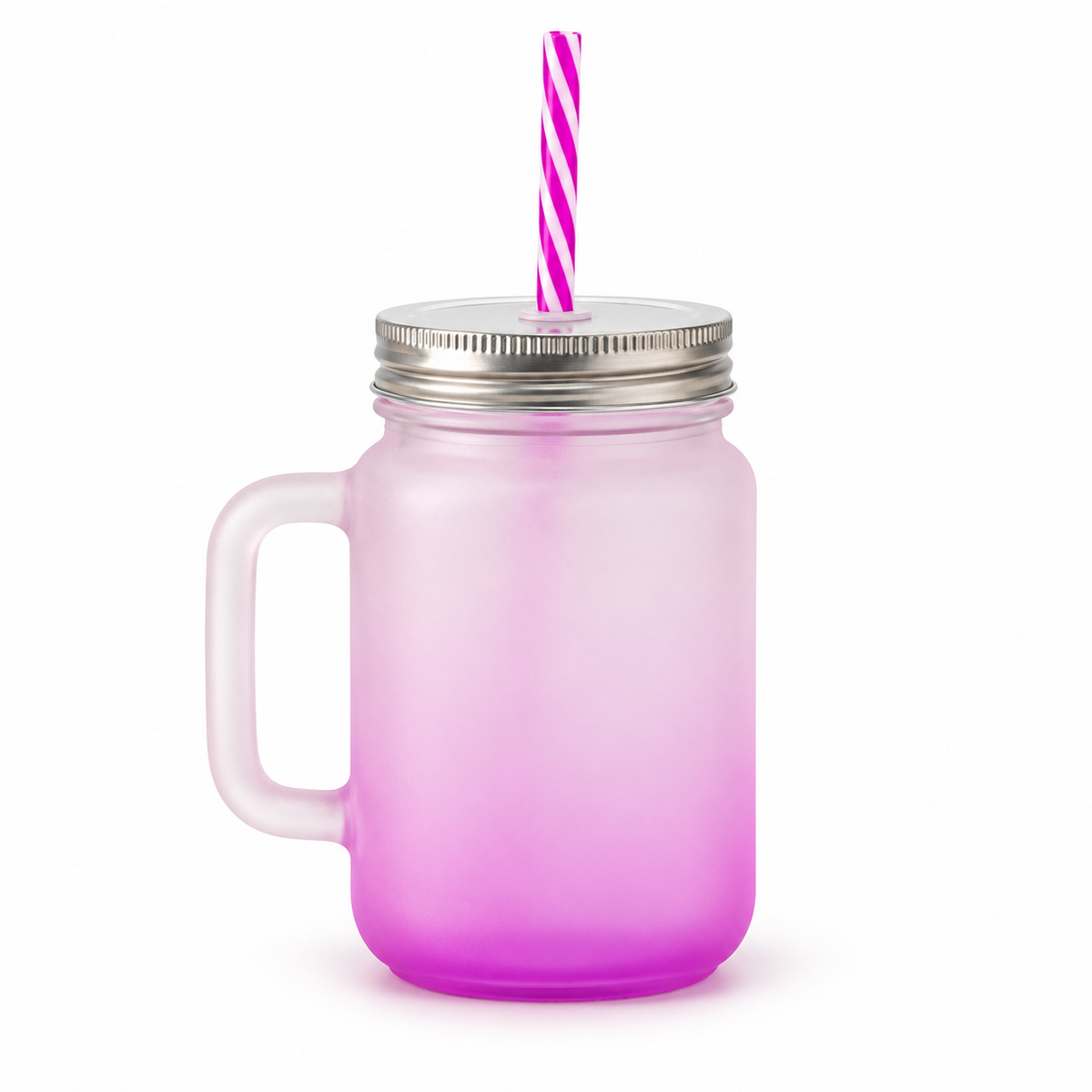Gradient Glass Mug with Aluminum Lid & Straw - Customization Options