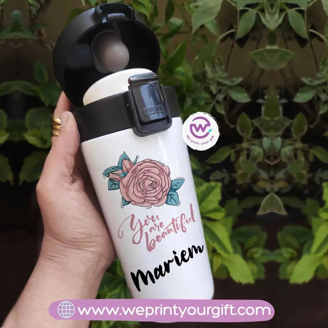 Thermal Mug with Black Lock- Floral - WE PRINT