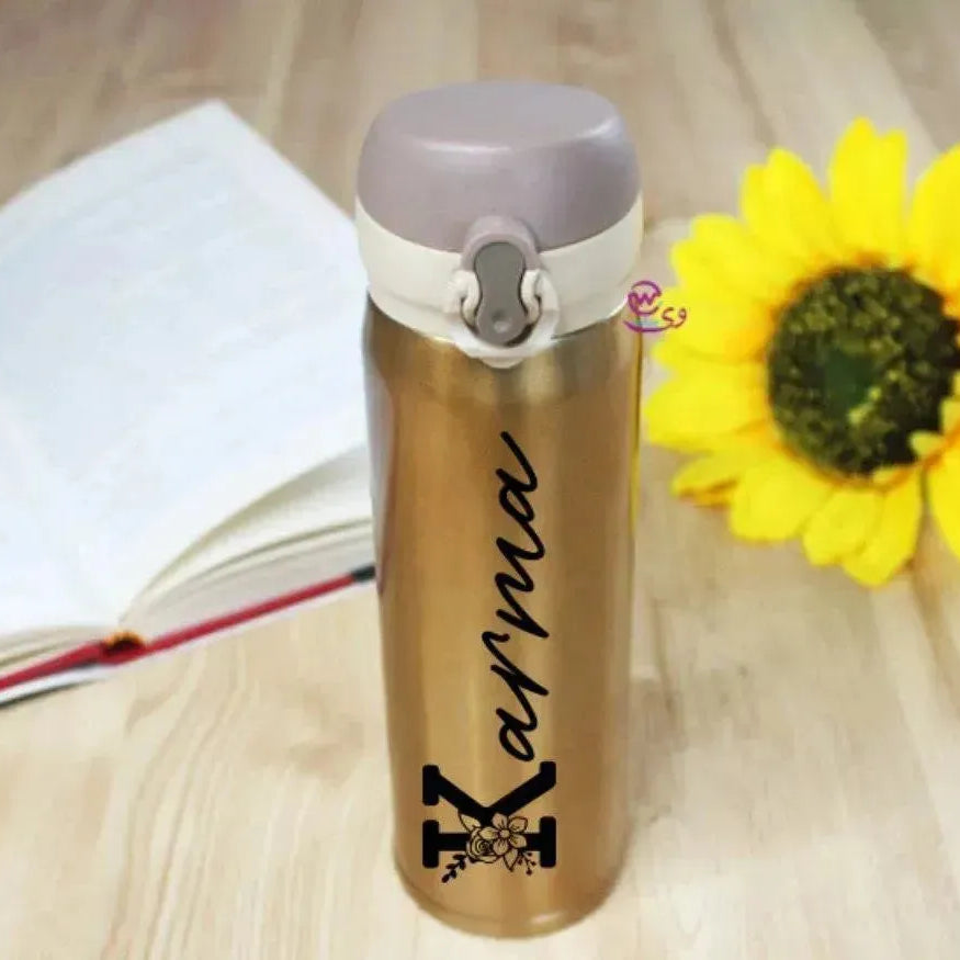 Thermal Mug With lock -Gold-Names A - WE PRINT