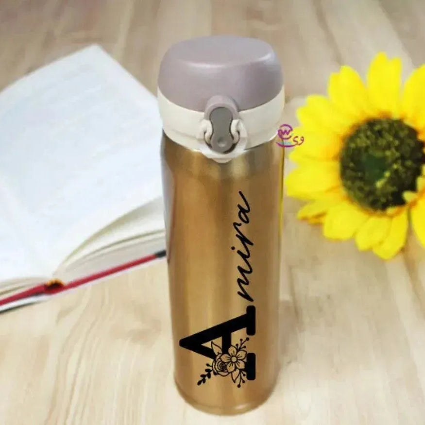 Thermal Mug With lock -Gold-Names A - WE PRINT