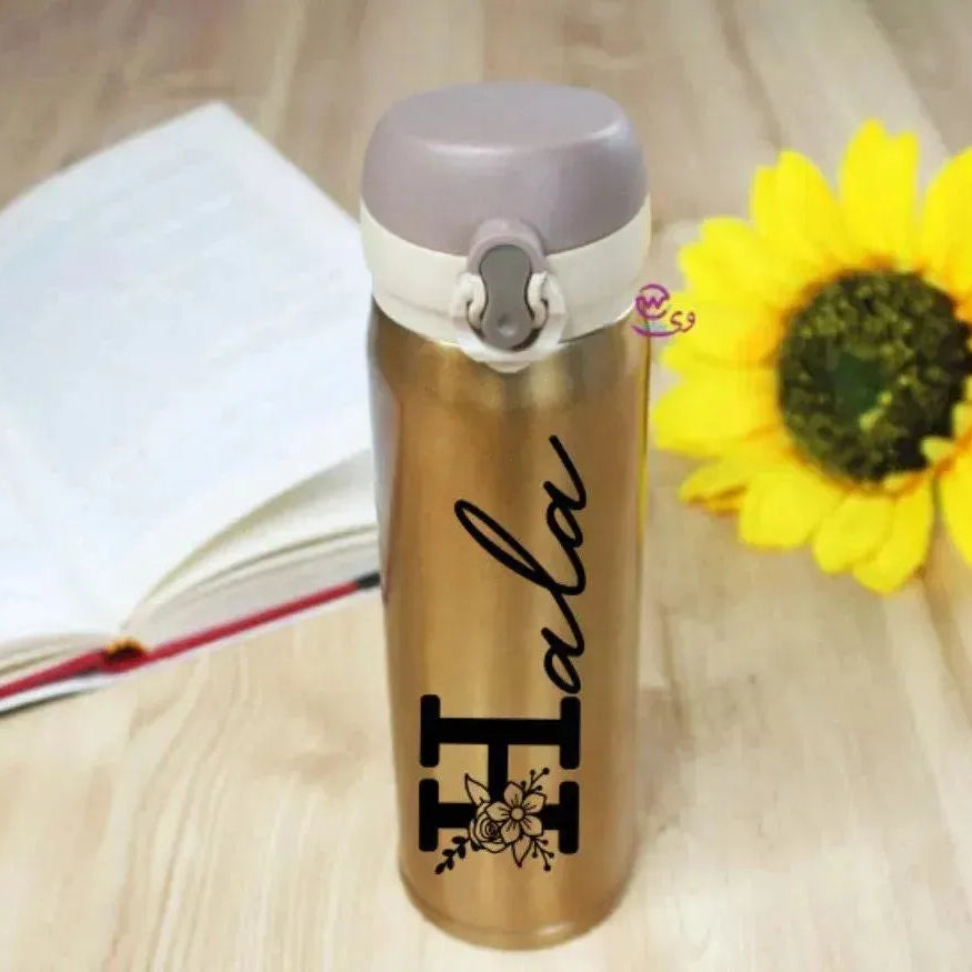 Thermal Mug With lock -Gold-Names A - WE PRINT