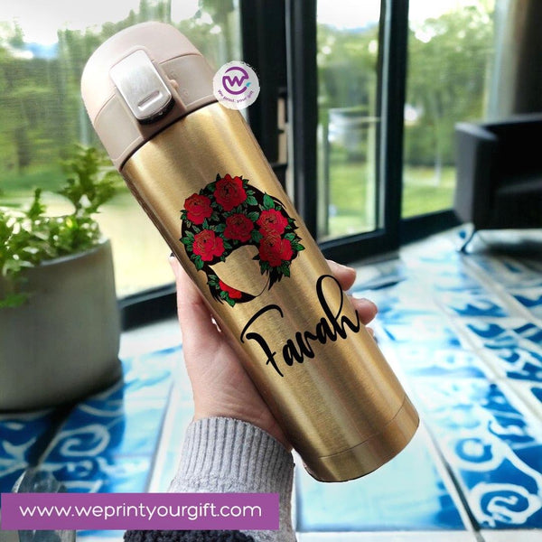 Thermal Mug With lock -Gold-Names Desings - weprint.yourgift