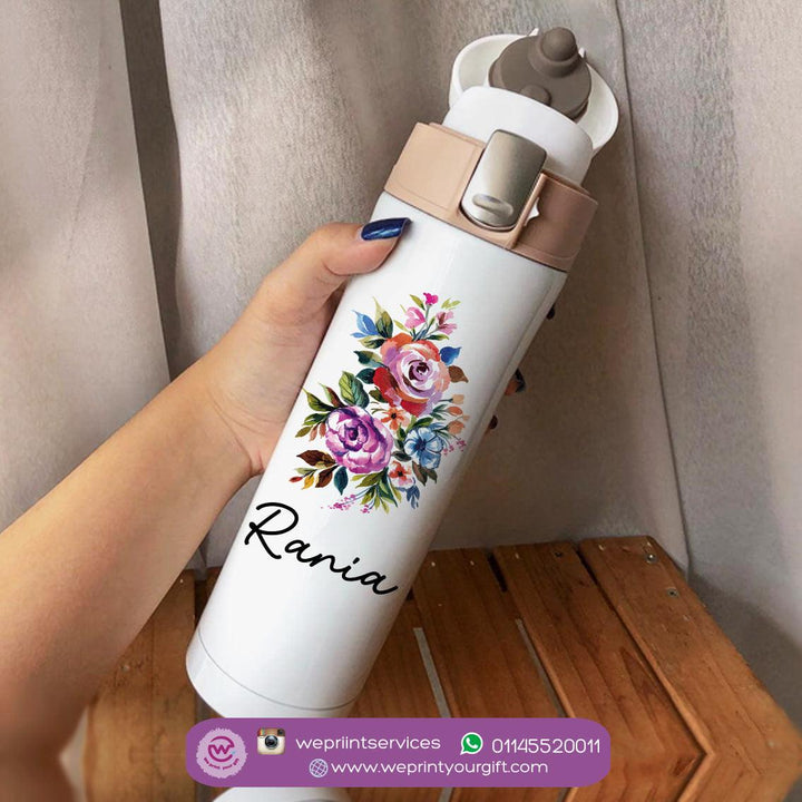 Thermal Mug with lock - Slim Shape - Floral - weprint.yourgift