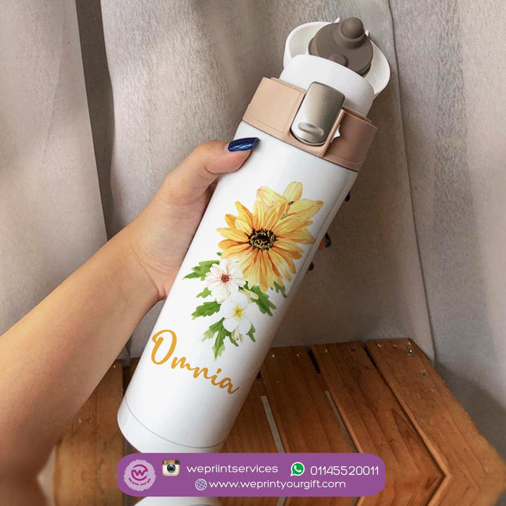 Thermal Mug with lock - Slim Shape - Floral - weprint.yourgift