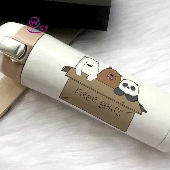 Thermal Mug with lock - Slim Shape-three Bears - WE PRINT