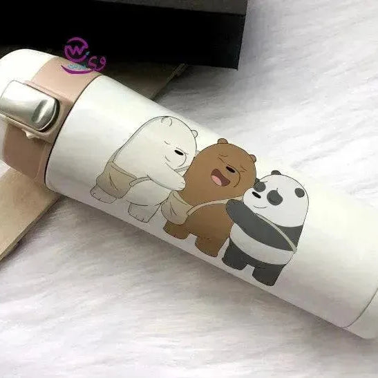 Thermal Mug with lock - Slim Shape-three Bears - WE PRINT