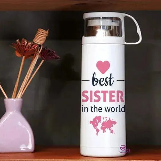 Thermal Thermos With Cup -Stainless Steel - Family - WE PRINT