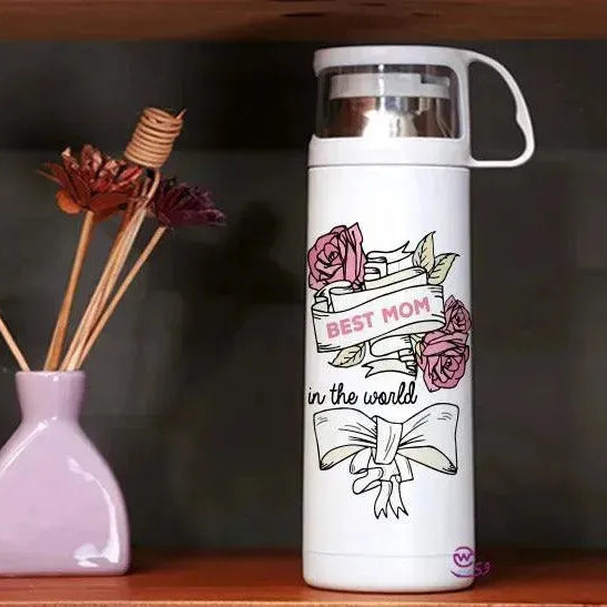 Thermal Thermos With Cup -Stainless Steel - Family - WE PRINT