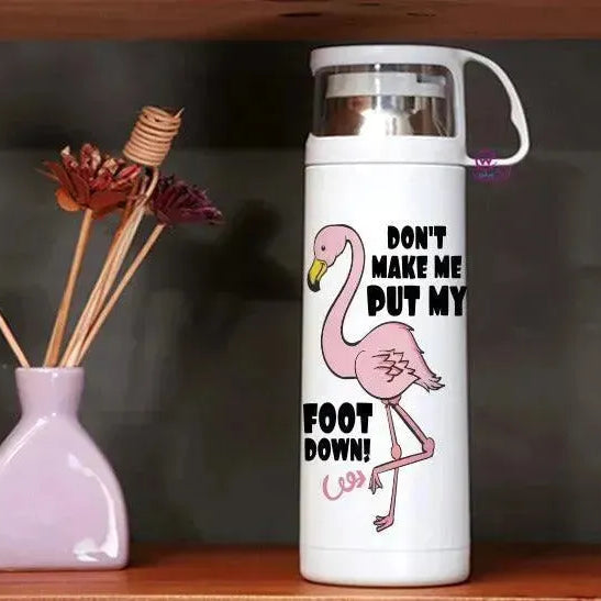 Thermal Thermos With Cup - Stainless Steel - Flamingos - WE PRINT