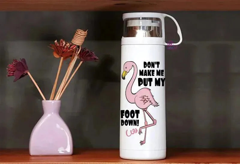 Thermal Thermos With Cup - Stainless Steel - Flamingos - WE PRINT