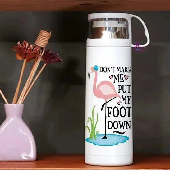 Thermal Thermos With Cup - Stainless Steel - Flamingos - WE PRINT
