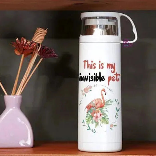 Thermal Thermos With Cup - Stainless Steel - Flamingos - WE PRINT