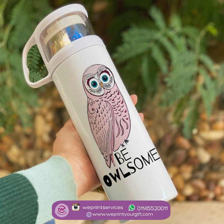 Thermal Thermos With Cup - Stainless Steel - Owl - weprint.yourgift