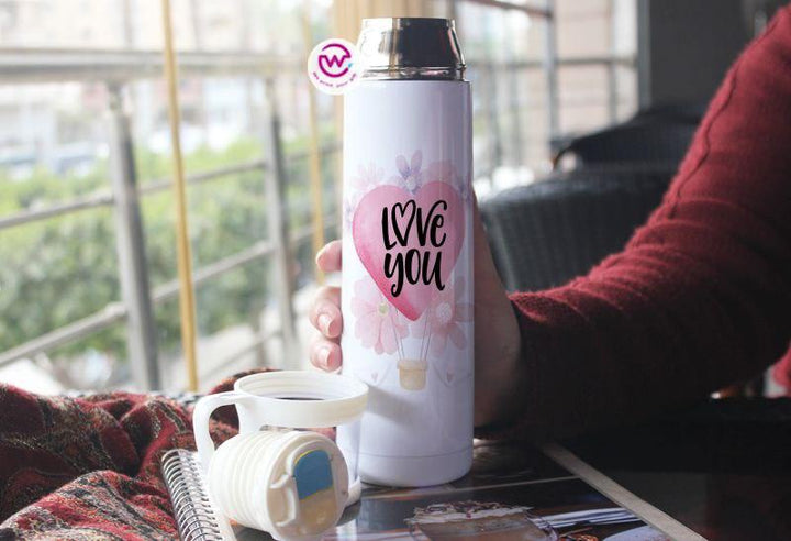 Thermal Thermos With Cup - Stainless Steel - Valentine's Day - weprint.yourgift
