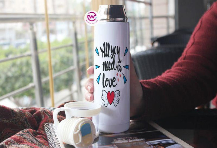 Thermal Thermos With Cup - Stainless Steel - Valentine's Day - weprint.yourgift