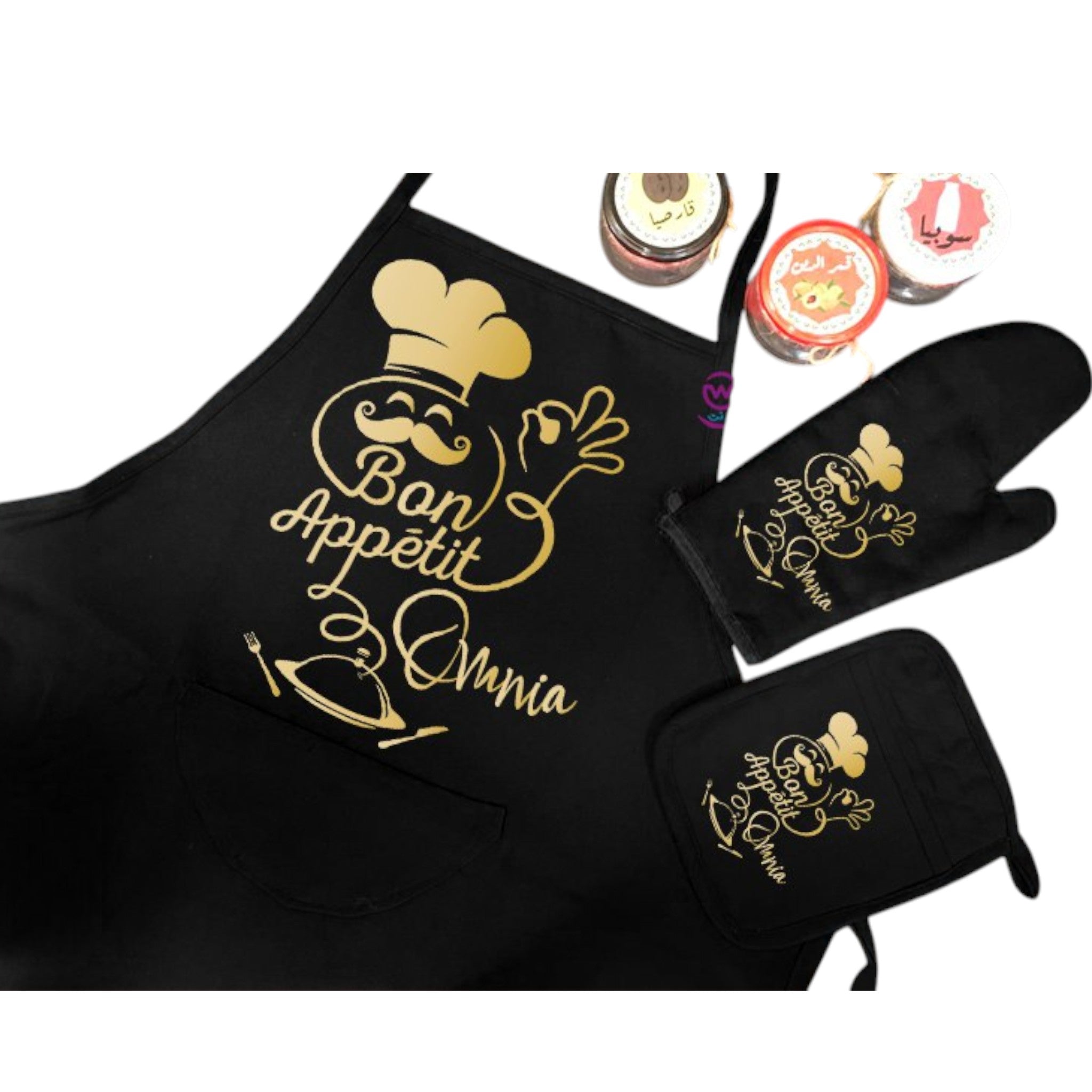 Personalized Kitchen Apron Set -3 Pieces -A