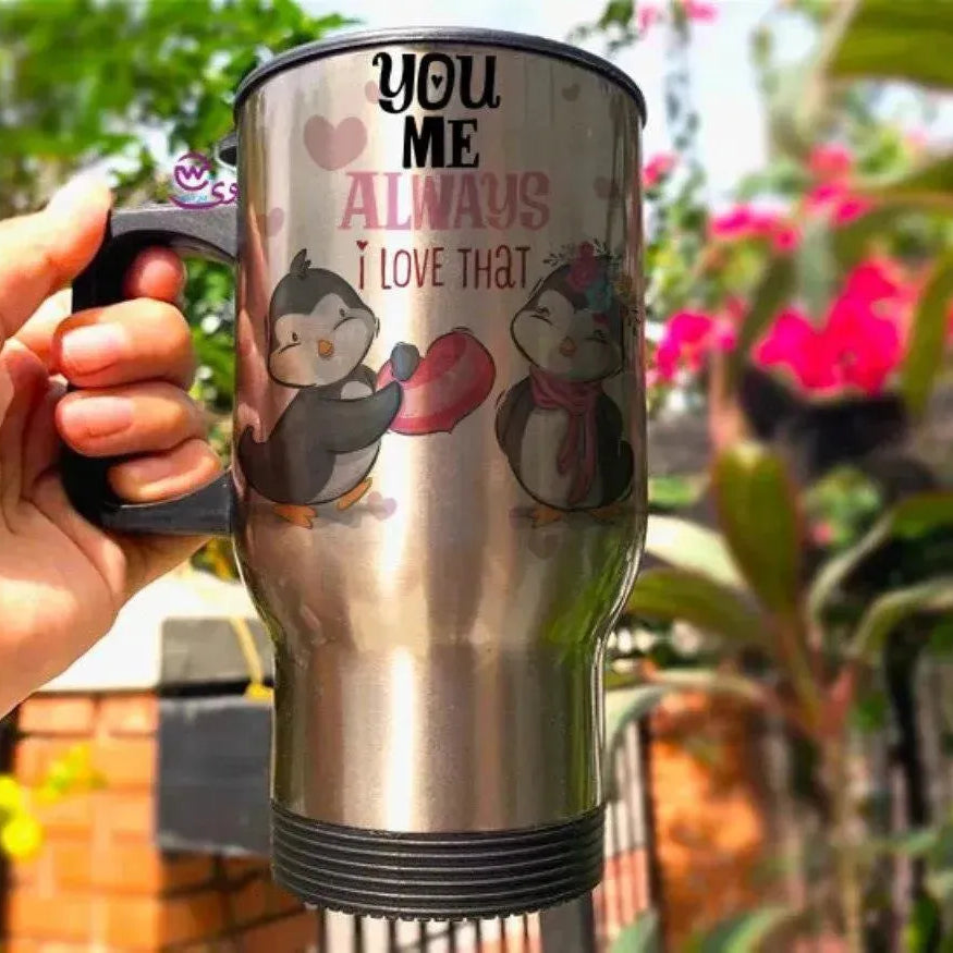 Travel Mug - Silver - Valentine's - WE PRINT