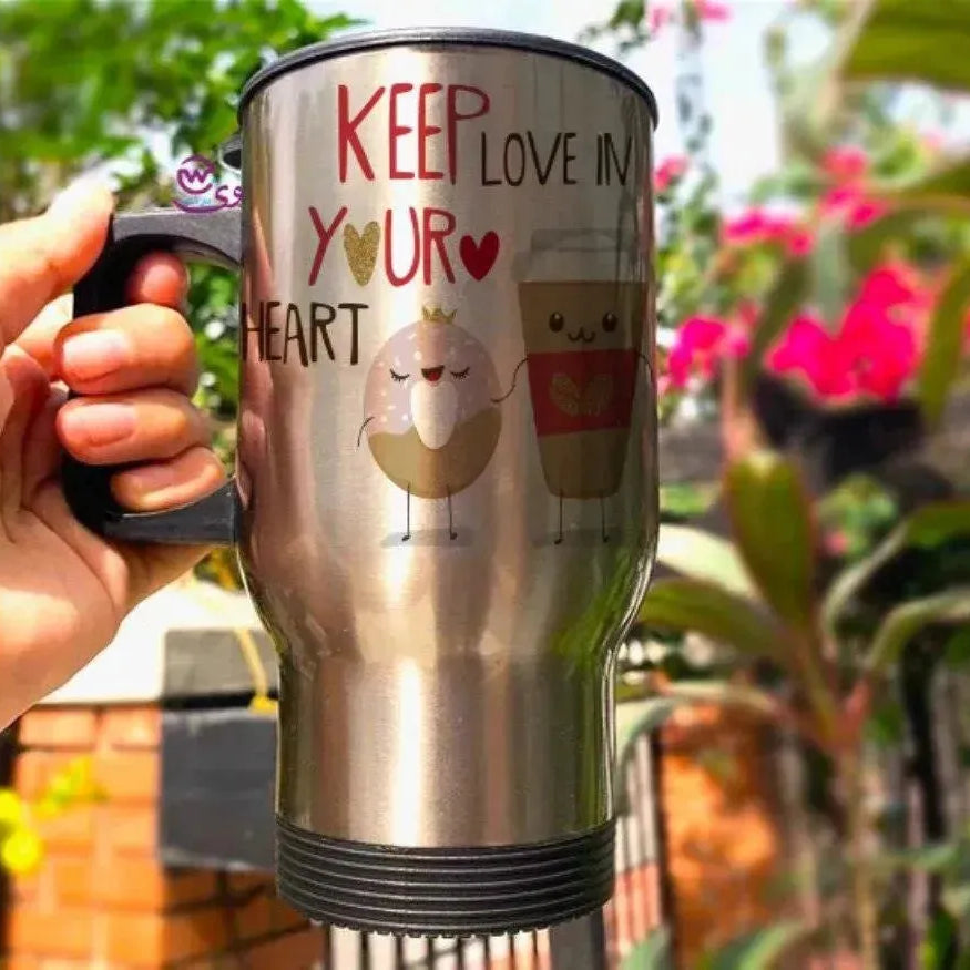 Travel Mug - Silver - Valentine's - WE PRINT