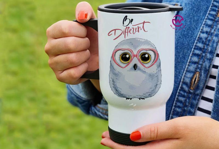 Travel Mug White - Owl - weprint.yourgift