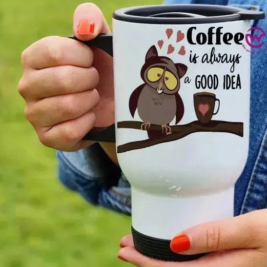 Travel Mug White - Owl - WE PRINT