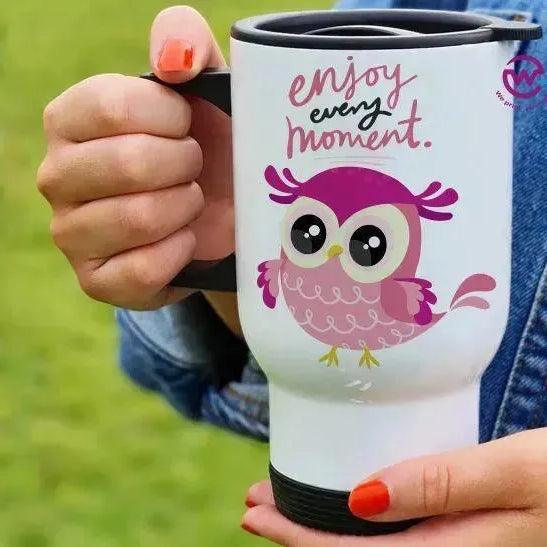 Travel Mug White - Owl - WE PRINT